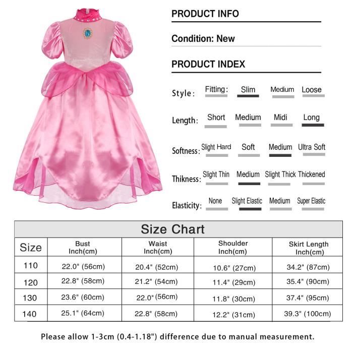 Déguisement Princesse Pêche AMZBARLEY pour Enfants - Costume Cosplay pour  Filles de 3 à 10 ans - Cdiscount Jeux - Jouets