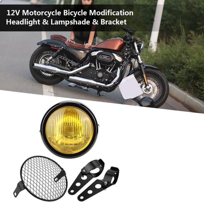 Pwshymi Phare de moto Phare, abat-jour et support de montage pour moto et  vélo, 12V auto eclairage