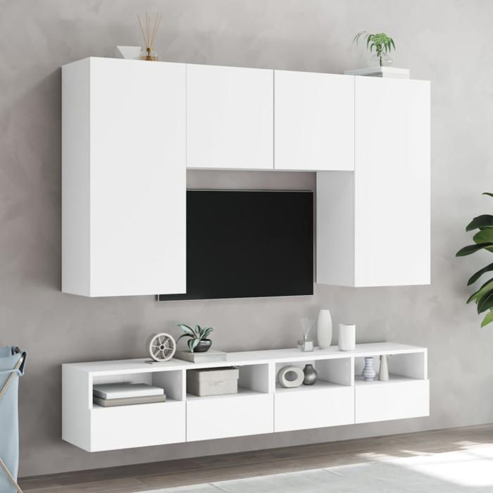 Meuble TV Avec LED Blanc 180 X 38 X 49 Cm Bois D'ingénierie VidaXL