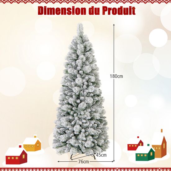 Sapin De Noël Artificiel 150 Cm Avec Neige Et Lumières LED - 329 Branches, 180 LEDs Blanc Chaud, 8 Modes, Montage Facile - 8