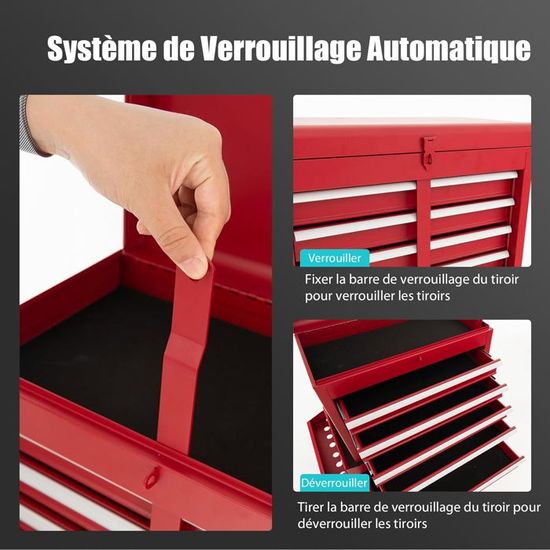 Chariot Porte-Outils 3 Étagères Avec Roues - Garage, Atelier | Capacité 45 Kg, 4 Roues Dont 2 Freins | Dimensions 64x40x102 Cm