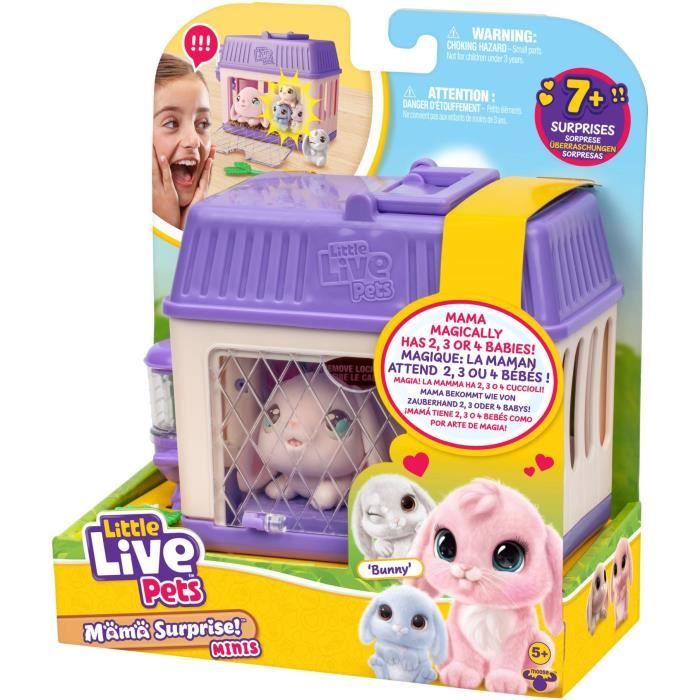 Little Live Pets – Mama Surprise Lapins – Découvrez 2, 3 Ou 4 Bébés Dans Le Clapier – Dès 3 Ans