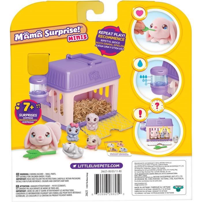 Set de jeu - LITTLE LIVE PETS - Mama Surprise Lapins - Bébés inclus - Accessoires personnalisables - Jeux - Jouets