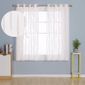 Deconovo Lot de 2 Rideaux Voilage Aspect Lin /à Oeillets pour Cuisine 140x175cm Blanc