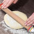 Dioche Rouleau à pâtisserie Rouleaux de pâte à pain d'épaisseur réglable en bois poignée avec échelle pour cuisine /-0