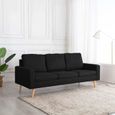 8389MARKET TOP- Canapé d'angle à 3 places design vintage - Canapé Scandinave Canapé Relax Sofa Salon Classique Noir Tissu-0