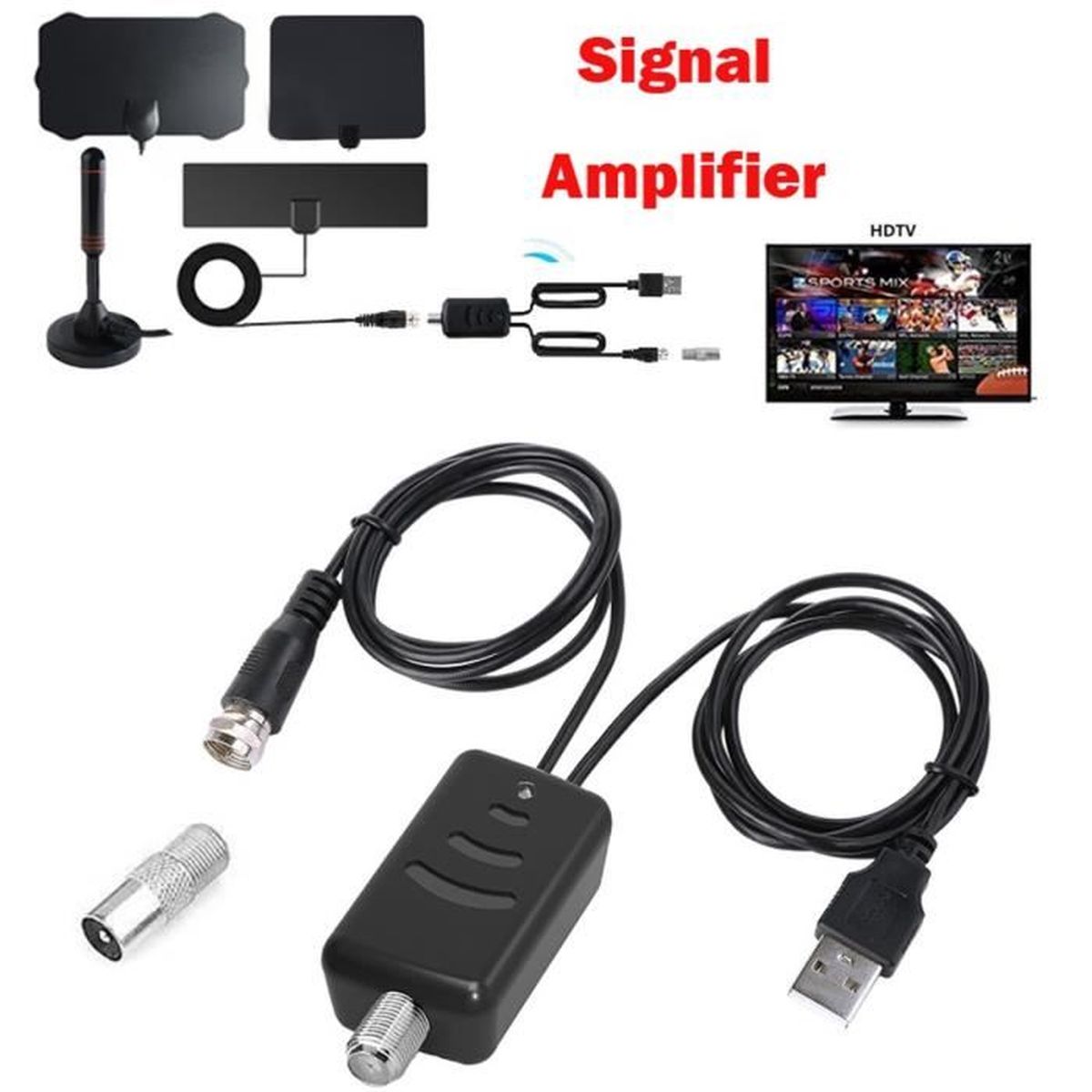 Amplificateur De Signal Amplificateur D Antenne Hdtv A Faible Bruit A Gain Eleve Pour Antenne Tv Hdtv Avec Alimentation Usb Coupleur D Antenne Avis Et Prix Pas Cher Cdiscount