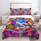 CALDION Parure de lit Sonic 3 Pièces - Housse de Couette 135x200cm + 2 Taies d'oreillers 65x65cm 100% Polyester Renforcé