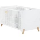 BABY PRICE Lit évolutif - 140x70cm - Babyprice Joy Naturel - Blanc sur pieds en bois naturel