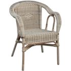 Fauteuil en Rotin Naturel Vieilli Chillvert Parma 60x66x81 cm avec Finition en Tissu Pitrit