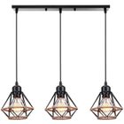 WOTTES UNI Suspension Lustre 3 Lampes Suspendue Vintage Industrielle Luminaire pour Chambre Salon Salle à Manger Noir