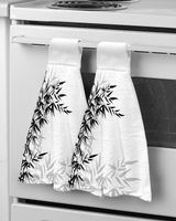 Essuie-mains en bambou noir et blanc,serviettes en microcarence à séchage rapide,essuie-mains de cuisine- 2pcs 46X35.5cm