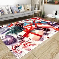 Tapis de Noël, rouge avec Père Noël et flocon de neige pour salon ou chambre à coucher,120 x 160cm,Style 9