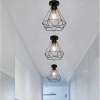 MOGOD 3x Rétro Plafonnier Intérieur Lampe de Plafonde Cage en Métal Noir E27 20CM pour Cuisine Couloir Café