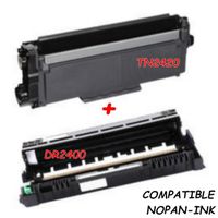 Toner et tambour TN2420 - DR2400 compatibles Brother DCP-L 2550 DN - Noir - Pack de 1