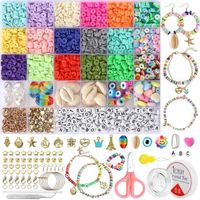 Kit de perles en argile polymère de 6 mm, perles de l'alphabet, coquillages pour collier, bijoux, bricolage