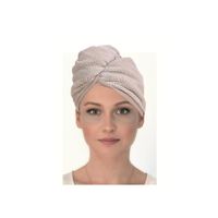 déliktess® - Serviette turban sèche cheveux Beige Microfibre