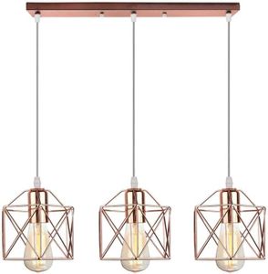 LUSTRE ET SUSPENSION Suspension Luminaire Industrielle 3 Lampes Vintage E27 Lustre Abat-jour en Métal Design pour Salon Chambre Cuisine (Or rose [m1750]