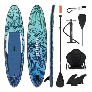 STAND UP PADDLE Planche gonflable ATHLER SEA 70 - Stand Up Paddle Gonflable avec accessoires - Vert Jaune Noir - Adulte - Mixte