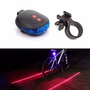 5 LED 2 Laser Rouge Lumière Lampe Vélo Bicyclette VTT Feux Eclairage Arrière