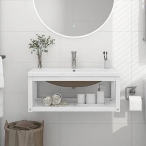 LAVABO - VASQUE Drfeify Cadre de lavabo de salle de bain vasque à encastrer Blanc Fer AB3101381 10676