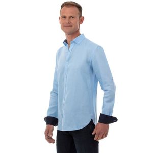 Hommes Bouffant Lin Coton Solide Manche Longue Chemise À Col Montant avec Poche Hauts Top Tee Shirt 