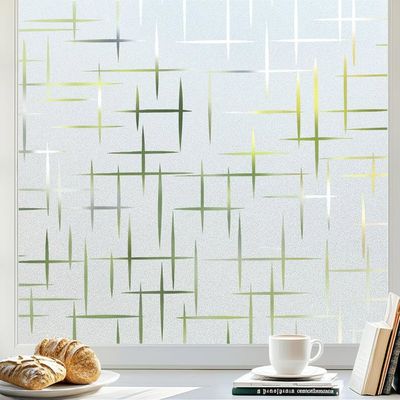 Rabbitgoo Film Fenêtre Statique Dépoli Motif Croix 90x200cm - Protection Intimité Anti-UV Sans Colle