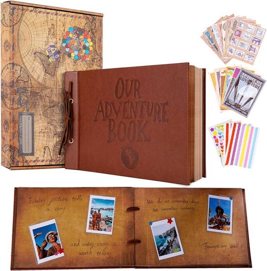 Album Photo Scrapbooking Our Adventure Book - 180 Pages Style Vintage - Idéal Anniversaire, Mariage, Cadeau Saint-Valentin