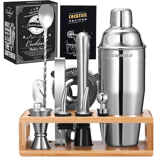 Shaker Per Cocktail Premier Housewares – 550ml – Acciaio Inox Con Finitura Arcobaleno Scanalata – Filtro Integrato – 21cm