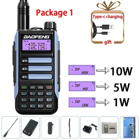 Forfait bleu 1Baofeng UV16 PRO V2 Professionnel 10W Amélioré UV5R MAX