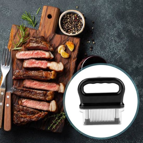 Attendrisseur à Viande Avec 48 Lames Aiguille – En Acier Inoxydable, Pour Boeuf, Poulet, Steak, Poisson – Poignée Ergonomique