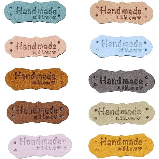 FRGMNT 60 PièCes éTiquettes En Cuir PU Faites à La Main