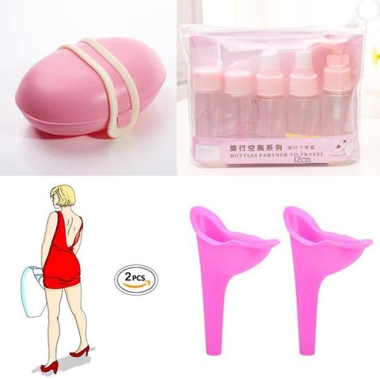 Urinoir Portable Pour Femmes - Silicone Souple, Pliable Et Réutilisable - Idéal Voyage, Camping, Randonnée - Avec Boîte De Rangement (rose)