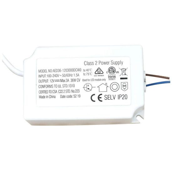 Transformateur (Driver) LED 72W - Entrée 240V AC / Sortie 12V DC - Marque ELECTRICALSONE - Garantie 3 Ans - Neuf