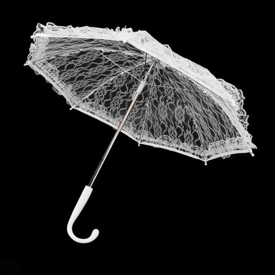 Parapluie Dentelle Mariée Vintage Blanc – Parasol Broderie Élégante, 8 Nervures Solides, Manche Bois – Idéal Mariage, Photo, Décoration & Fête