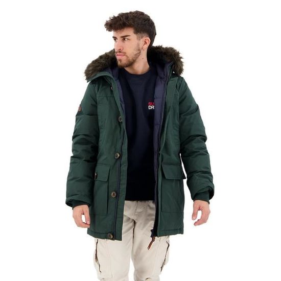 Superdry New Rookie Down Parka Emerald Green Homme