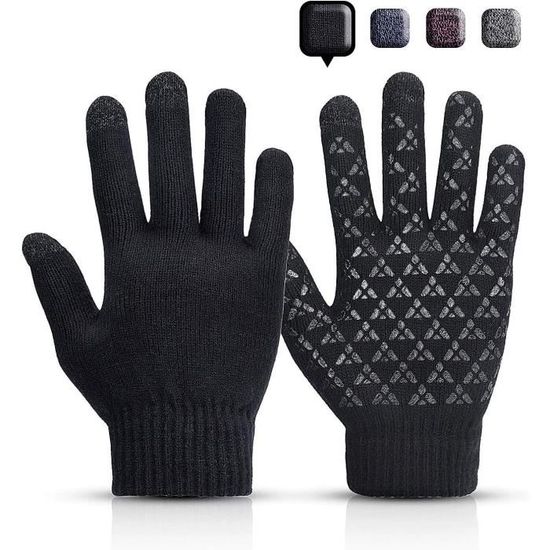 Gants Tactiles Doux Et Chauds Pour Adulte - Noir, Taille M