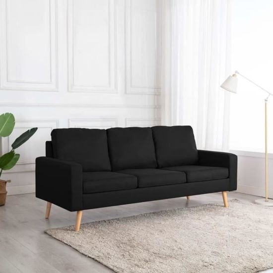 8389MARKET TOP- Canapé d'angle à 3 places design vintage - Canapé Scandinave Canapé Relax Sofa Salon Classique Noir Tissu