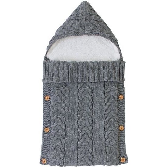 XJYDNCG Nid d'ange - Couverture de réception tricotée pour bébé - Convient pour 0-6 mois - gris 10