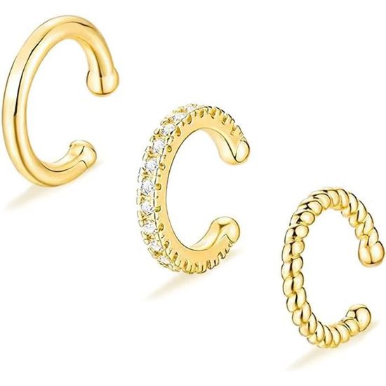 Manchettes D'Oreille Sans Piercing - Lot De 3 Paires, Boucles D'Oreilles Réglables Pour Helix/Cartilage | Style Faux Piercing