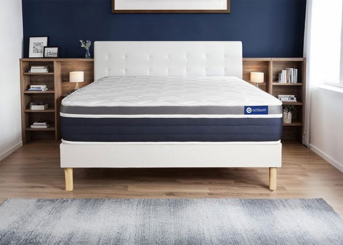 Ensemble ACTIFLEX CONFORT Matelas Ressorts ensachés+mémoire de forme 160x200 cm Maxi épaisseur 7zones de confort + sommier KI 160 x