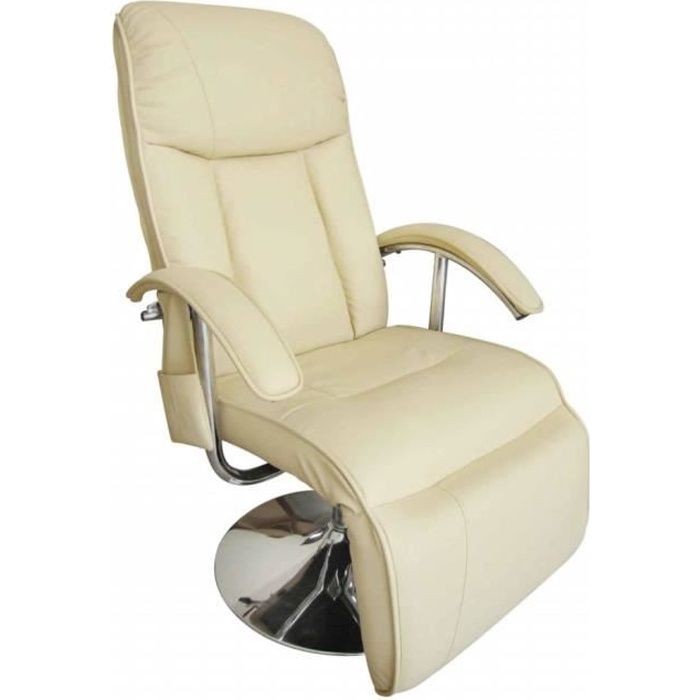 Fauteuil de massage Fauteuil relax massant électrique Cuir artificiel Crème