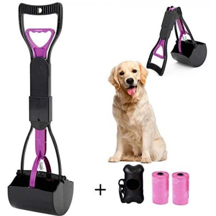 Pelle Ramasse-Crottes Pliable Pour Chien Et Chat Pet Long Manche Pooper Scooper, Facile À Déjections Ramasse, Noir &Amp Pourpre