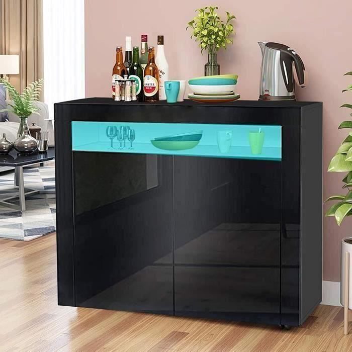 Dripex Buffet bas contemporain noir laqué brillant - L 108 cm - 2 portes