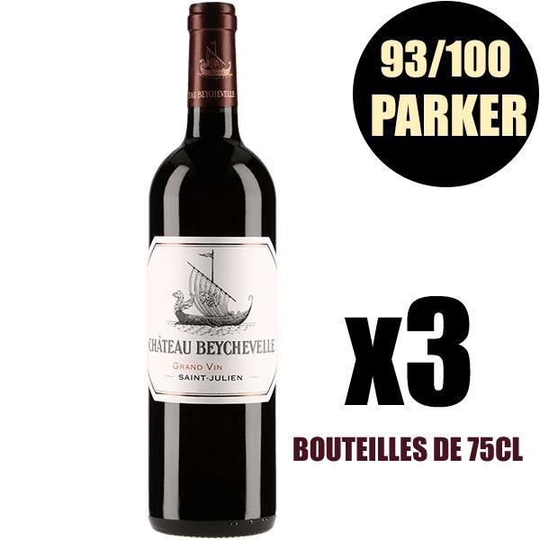 X3 Château Beychevelle 2015 75 cl AOC Saint-Julien Rouge 4ème Cru Classé Vin Rouge