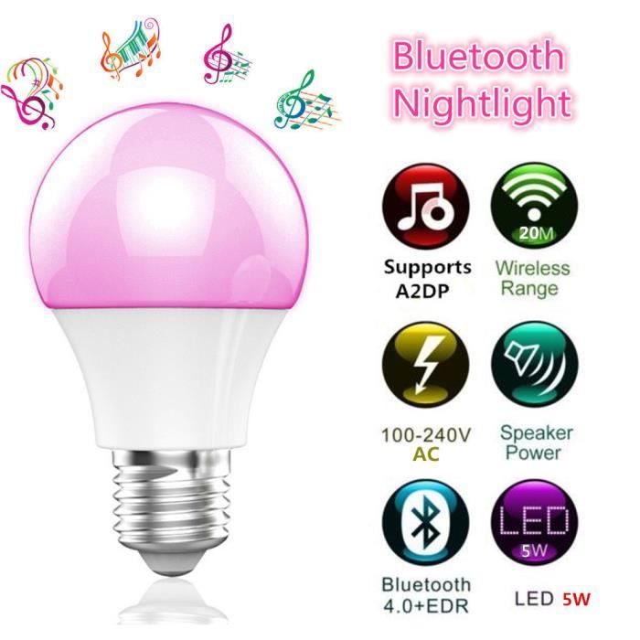 E27 5W LED Ampoule Bluetooth 4.0 Multi-changement de couleur