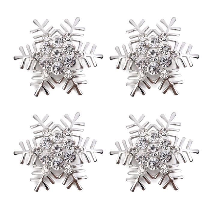 4 pièces anneaux de serviette flocon de neige porte-serviettes en métal argenté paramètres de Table à manger NAPPE DE TABLE