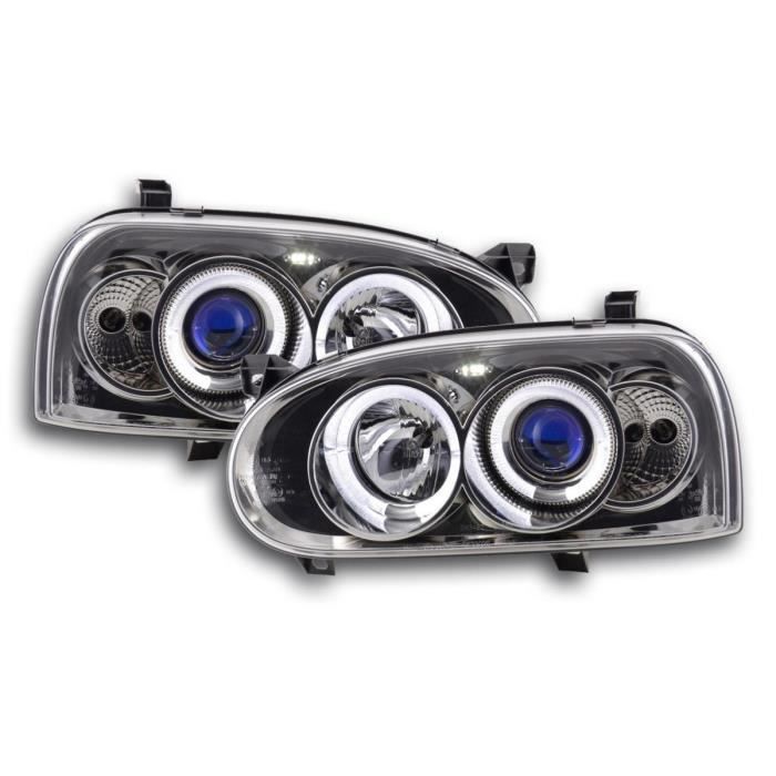 Paire de feux phares Design Angel Eyes VW Golf 3 91-97 Chrome-33257751