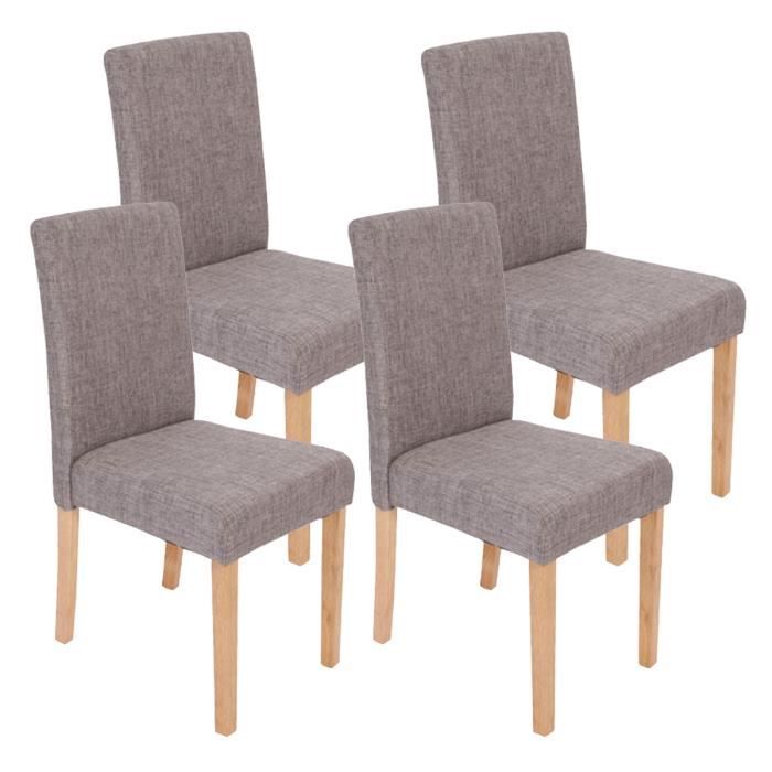 Lot de 4 chaises de séjour Littau, tissu gris, pieds clairs