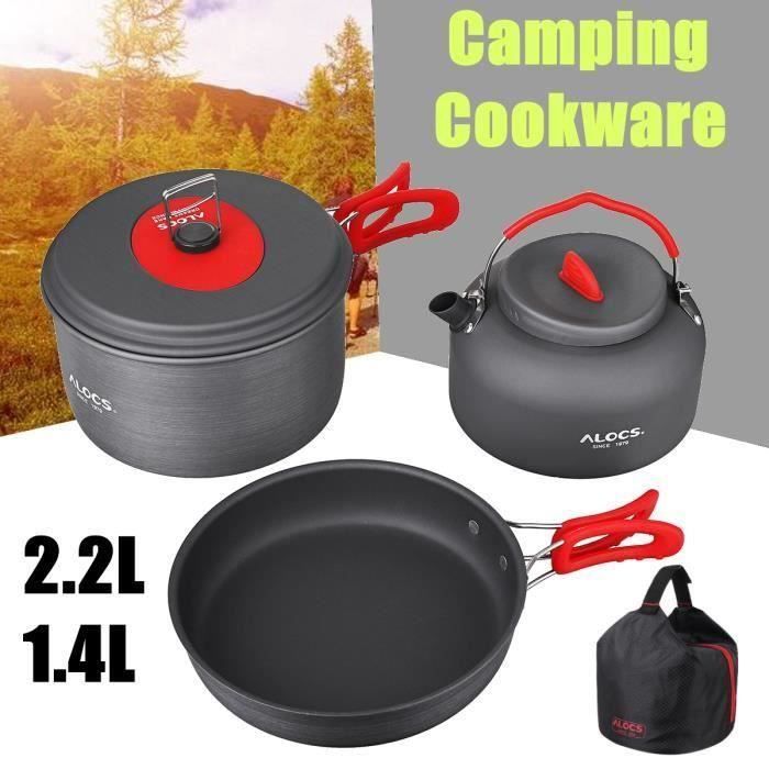 Sets Batterie de Cuisine de Camping Pot Portable en Alliage d'Aluminium pour 4-5 Personnes Sh45867